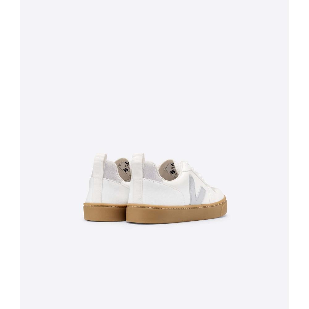 Kids' Veja V-10 LACE CWL Shoes White/Beige | ZA 789RVD